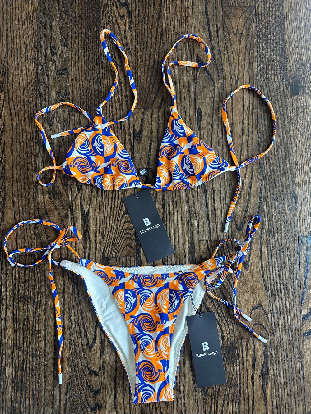 Blackbough Orange & Blue Swirl Tie Bikini Set